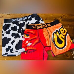 SWAG Men's Boxer Briefs - Black & White Cow Print + Cheetos Graphic Pack Sz Med